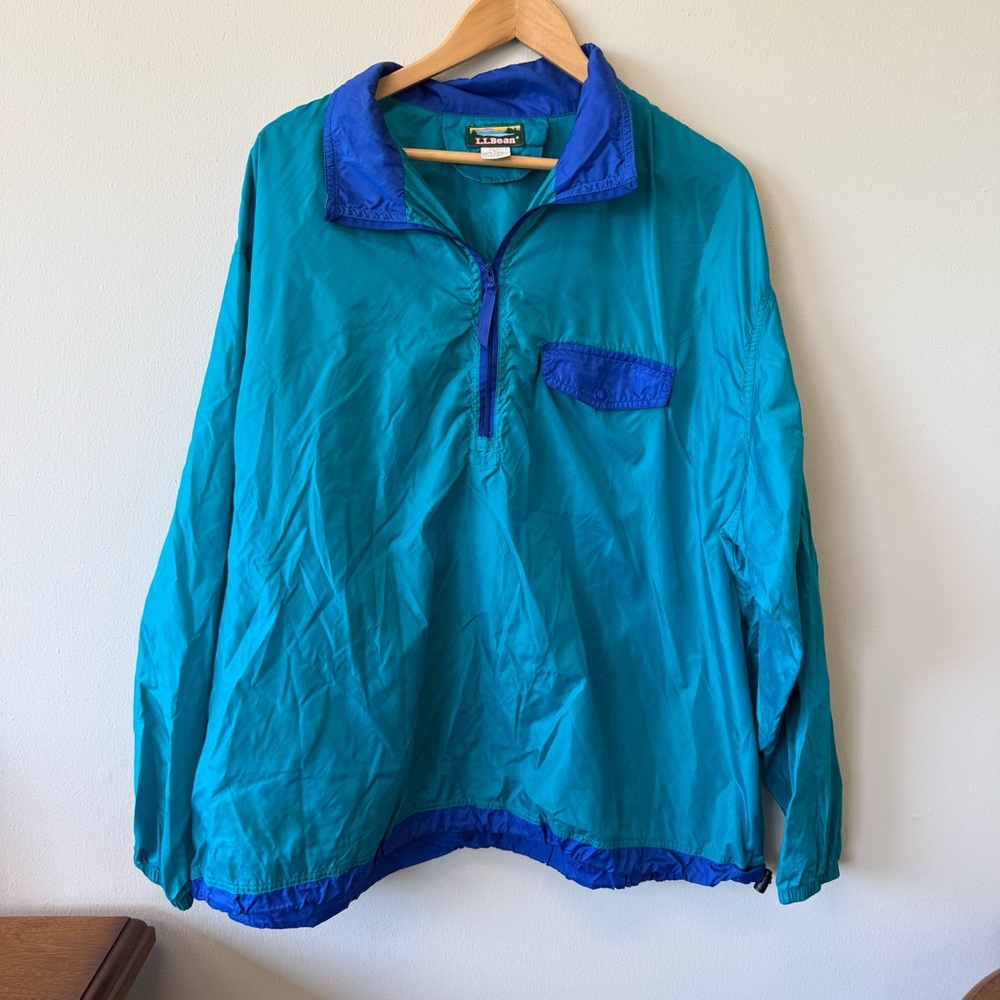 Vintage LL Bean Teal Blue Pullover Windbreaker